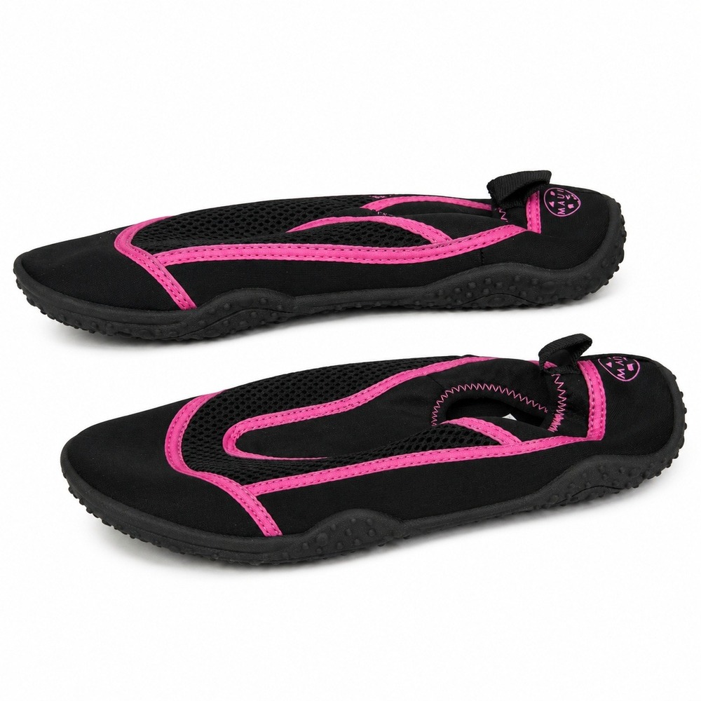 Maui and Sons Tide Womens Water Shoes Black Pink Mesh Aqua Swim Shoes Size 10